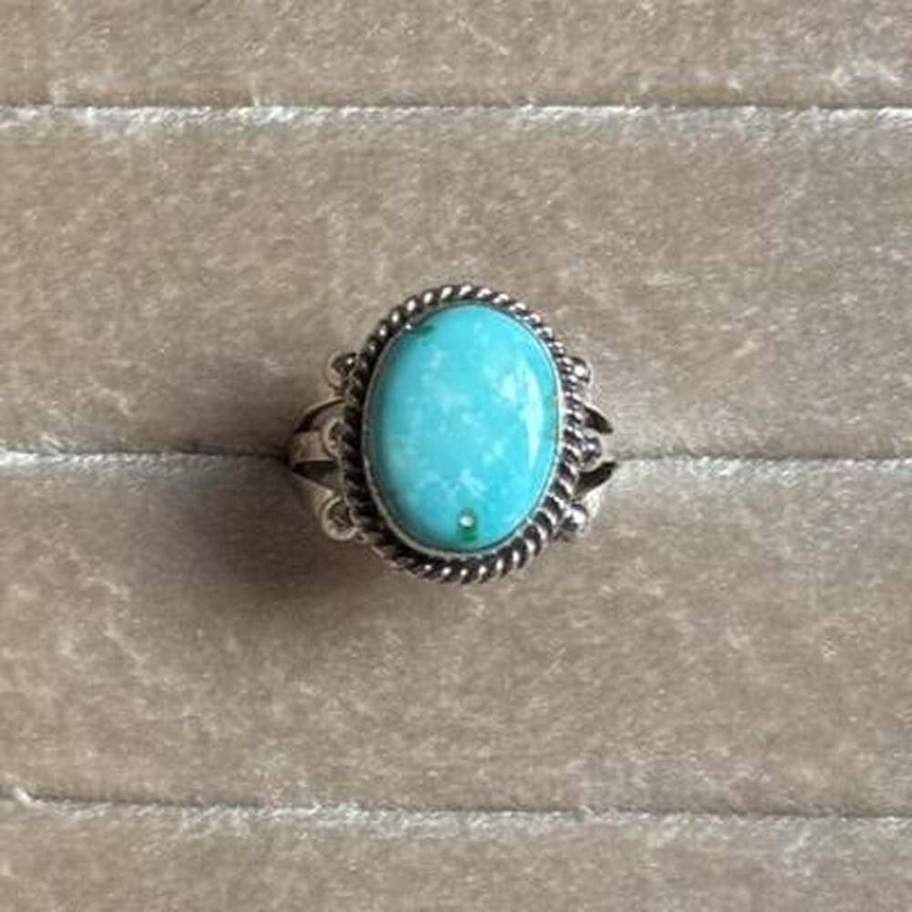 Navajo Handmade Sonoran Gold Turquoise Sterling Silver Ring